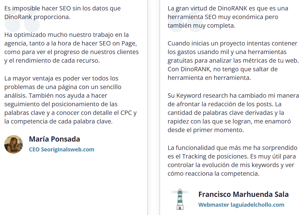 Opiniones Dinorank