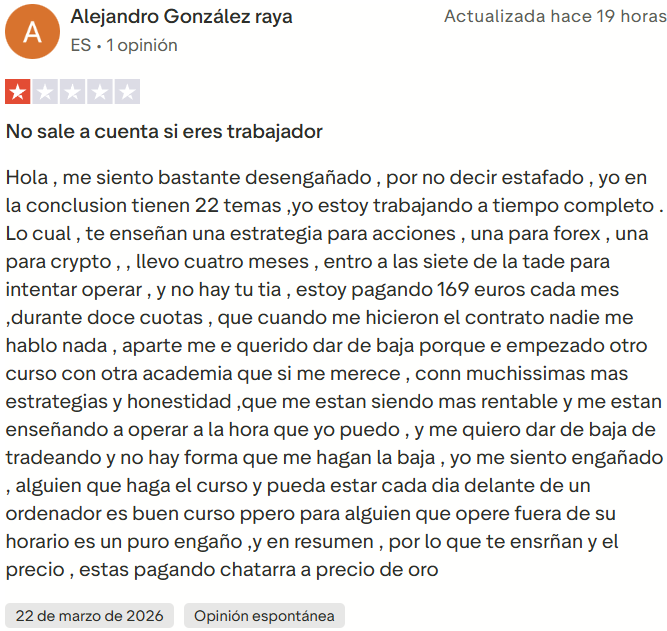 Críticas y opiniones negativas sobre Tradeando Enrique Moris en Trustpilot