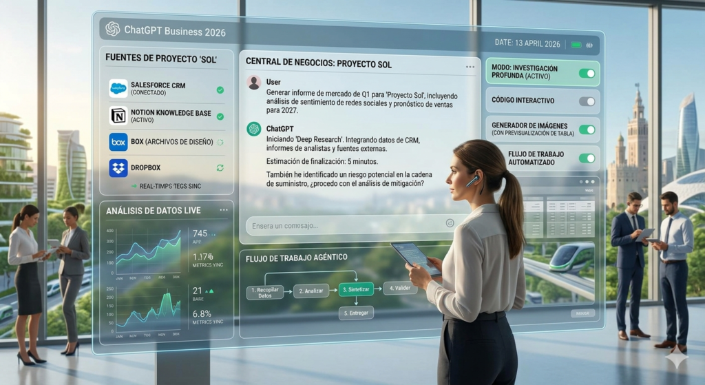 "chatgpt para negocios 2026 - interfaz real de chatgpt en uso profesional"