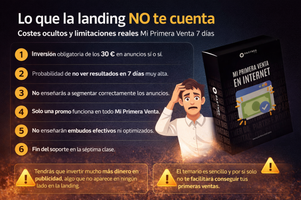 Costes ocultos y limitaciones reales Mi Primera Venta 7 días