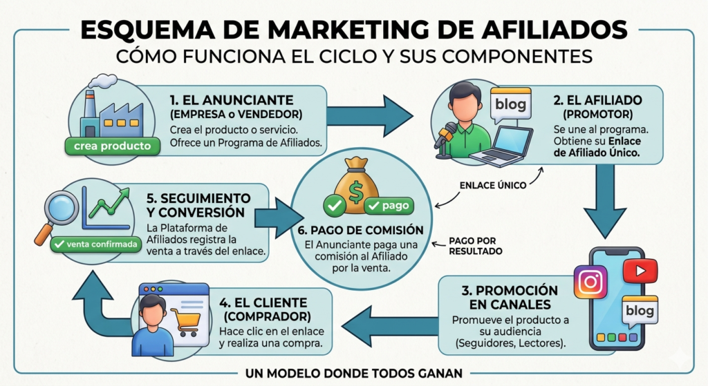 qué es el marketing de afiliados - esquema del proceso completo 2026"