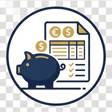 Icono de hucha y presupuesto representando la Clase 2, ordena tu economía