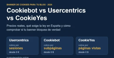 Comparativa Cookiebot vs Usercentrics vs CookieYes: qué cobra cada una (sesiones, subpáginas o páginas vistas)