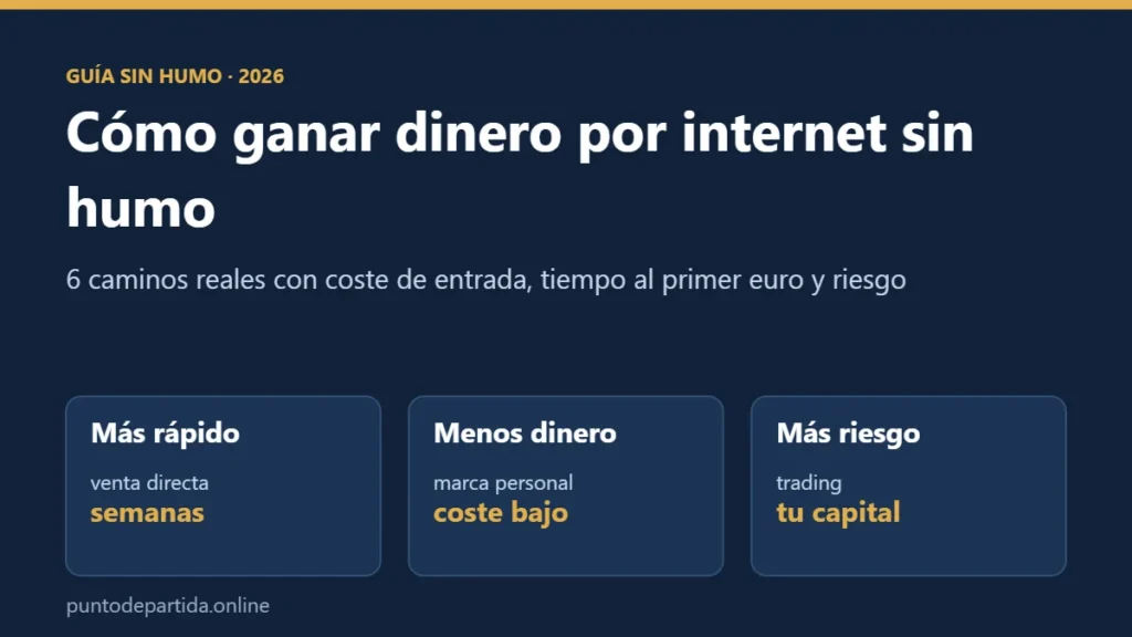 Cómo ganar dinero por internet sin humo: 6 caminos reales con coste, tiempo al primer euro y riesgo