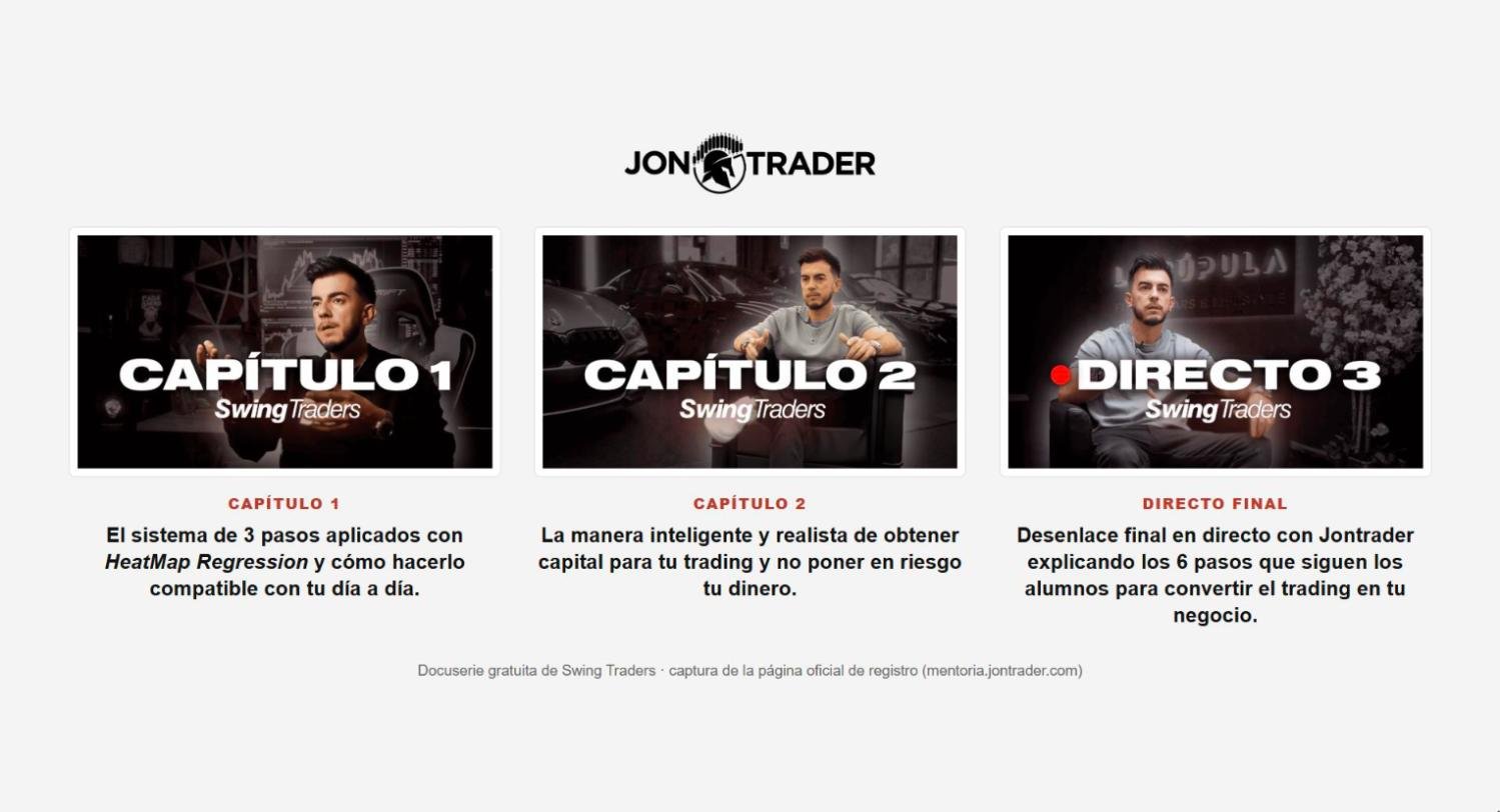 Docuserie Swing Traders: capítulo 1, capítulo 2 y directo final con Jon Trader
