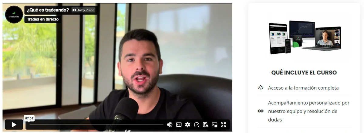 Vídeo de presentación de Tradeando Day Academy con Enrique Moris y lo que incluye el curso, en su web oficial