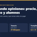 Tradeando opiniones 2026: precio de 1.750 € en pago único, temario de 21 bloques y 4,7 sobre 5 en Trustpilot